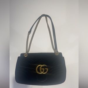 COPY - GUCCI- Black Velvet Handbag ( Authentic)